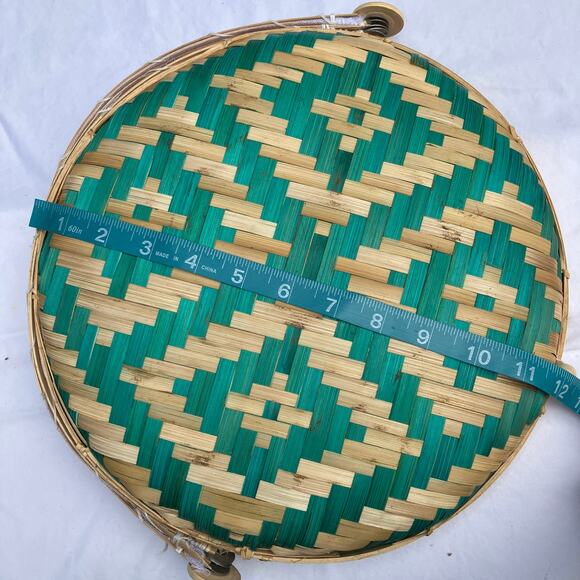 Hand Woven Bamboo Food Serving Tent w/Mesh Cover Teal Aztec - Picture 2 of 8